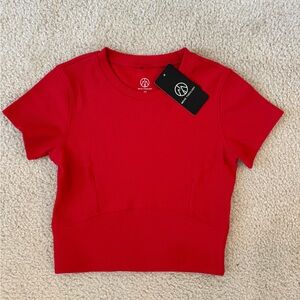 NWT Move Theology Red Ribbed Crop Top